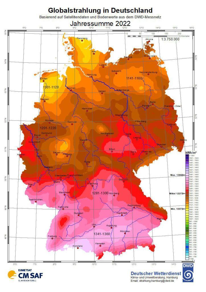 Globalstrahlung Deutschland 2022