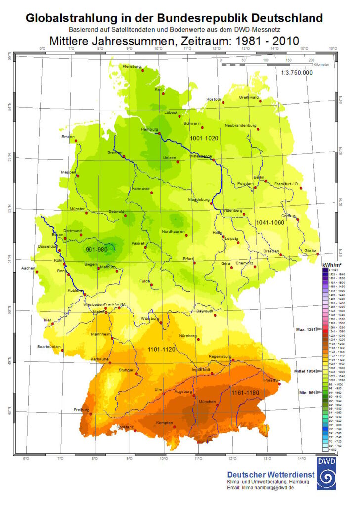 Sonneneinstrahlung Deutschland 1981-2010