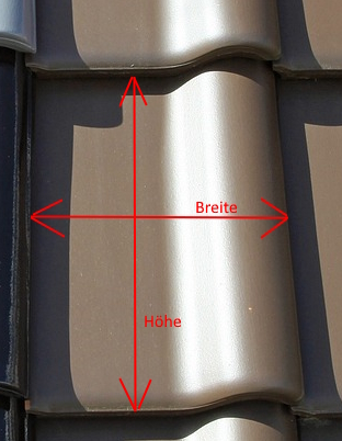 Sichtmaß einer Dachpfanne: Sichtbare Höhe und Breite eines Dachziegels auf dem Dach